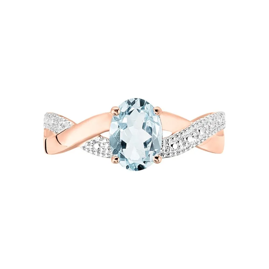Bague Candice Or Rose Aigue Marine-Histoire d'Or New