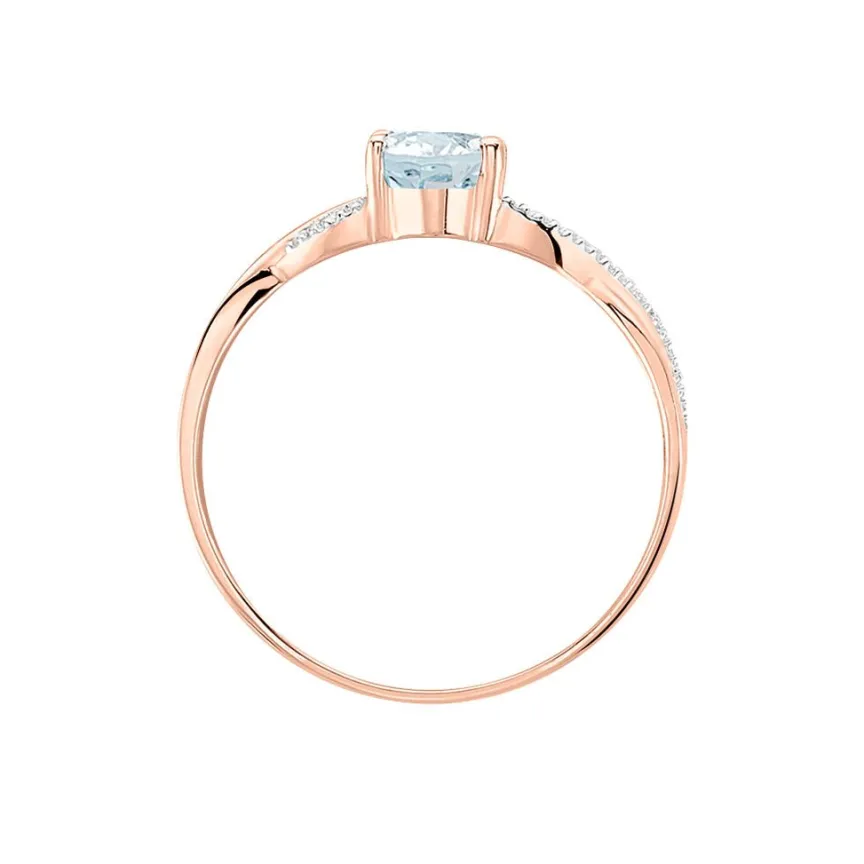 Bague Candice Or Rose Aigue Marine-Histoire d'Or New