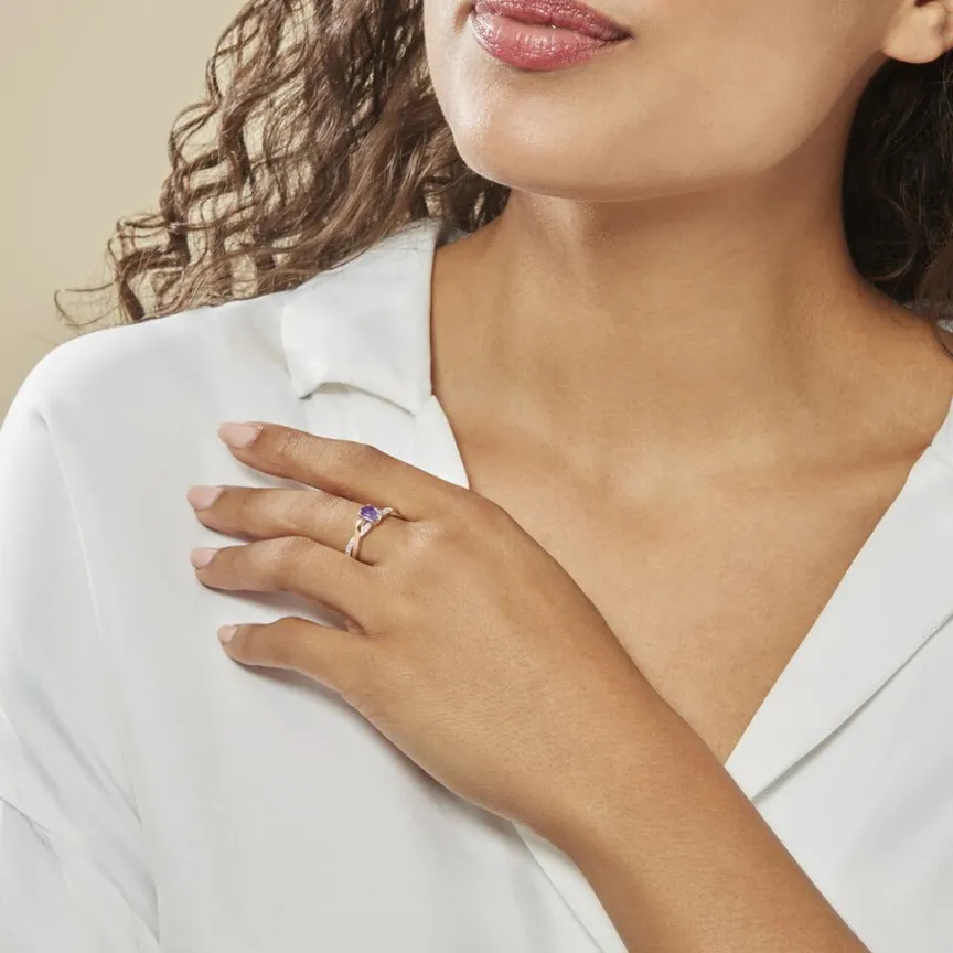 Bague Candice Or Rose Amethyste-Histoire d'Or New