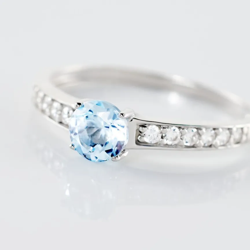 Bague Carrol Or Blanc Topaze Oxyde De Zirconium-Histoire d'Or