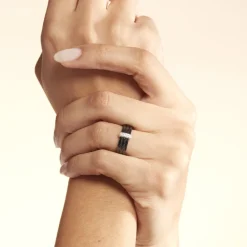 Bague Ceramik Design Argent Blanc Oxyde De Zirconium Et Céramique-Histoire d'Or Online