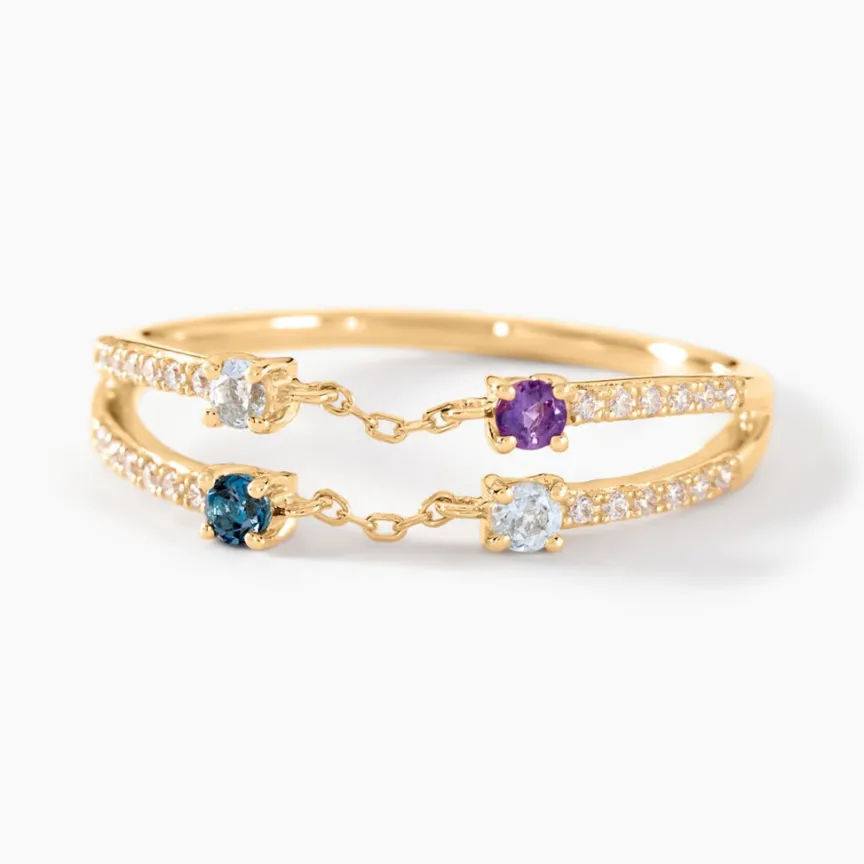 Bague Chaîne Universe Or Jaune Améthyste Topaze-Histoire d'Or Discount