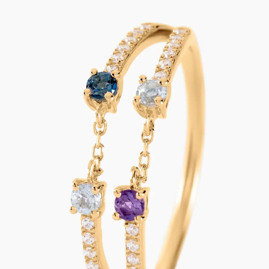 Bague Chaîne Universe Or Jaune Améthyste Topaze-Histoire d'Or Discount