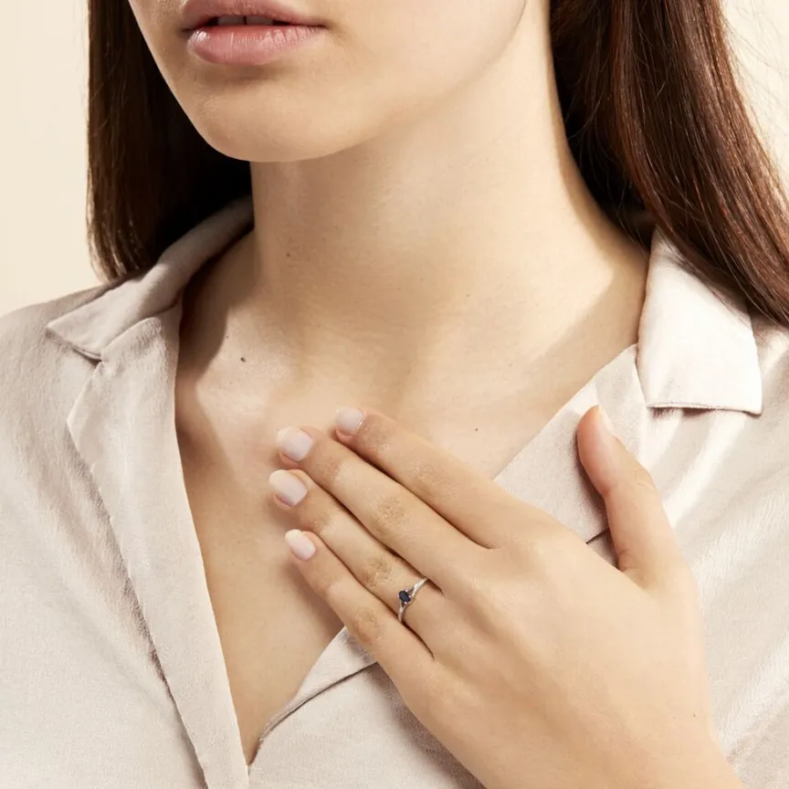 Bague Charmante Or Blanc Saphir Et Diamant-Histoire d'Or New