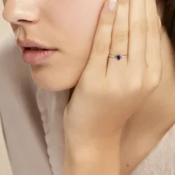 Bague Charmante Or Blanc Saphir Et Diamant-Histoire d'Or New