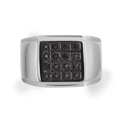 Bague Chevalière Acier Vieillit Teodor Oxydes De Zirconium-Histoire d'Or Outlet