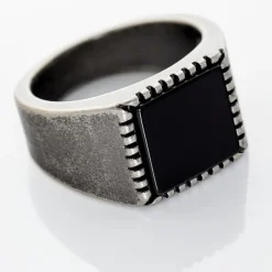 Bague Chevalière Acier Vieillit Haris Agate-Histoire d'Or Best