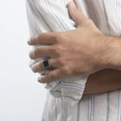 Bague Chevalière Acier Vieillit Haris Agate-Histoire d'Or Best