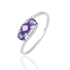Bague Chloe Or Blanc Amethyste Et Oxyde De Zirconium-Histoire d'Or Online
