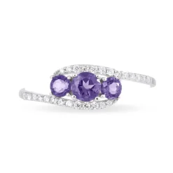 Bague Chloe Or Blanc Amethyste Et Oxyde De Zirconium-Histoire d'Or Online