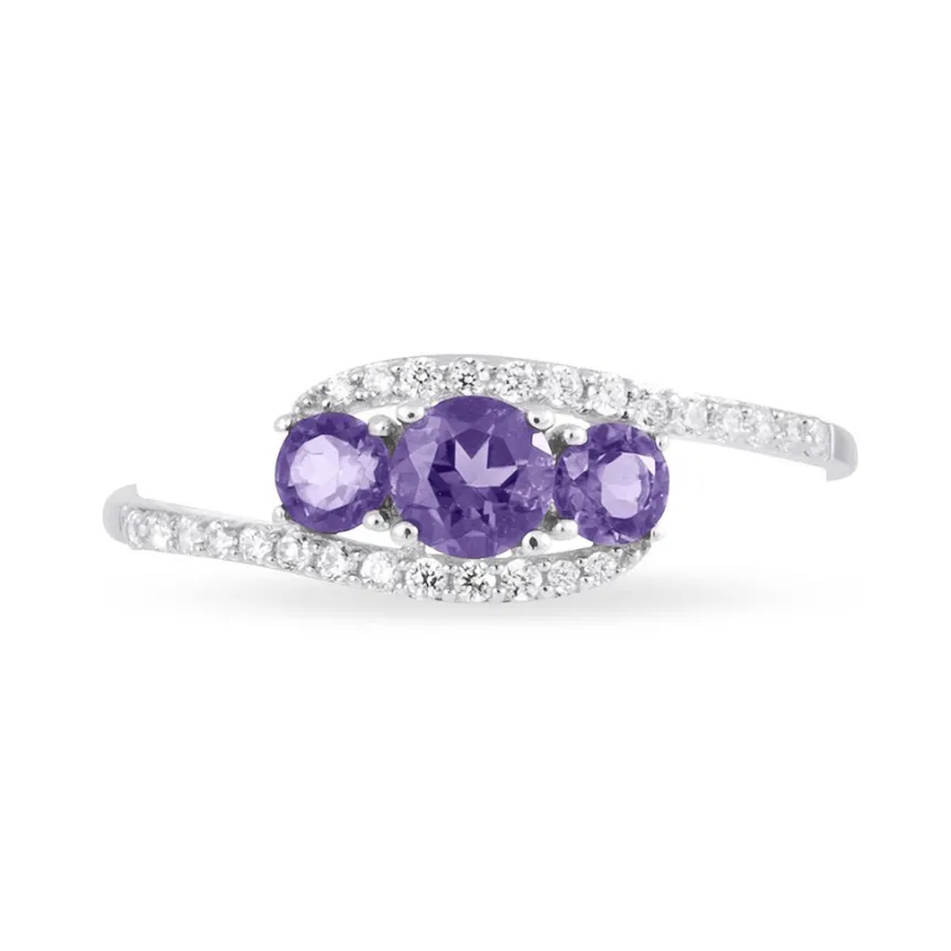 Bague Chloe Or Blanc Amethyste Et Oxyde De Zirconium-Histoire d'Or Online