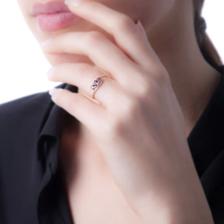 Bague Chloe Or Blanc Amethyste Et Oxyde De Zirconium-Histoire d'Or Online