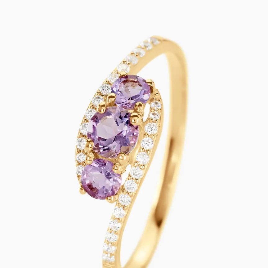 Bague Chloe Or Jaune Amethyste Et Oxyde De Zirconium-Histoire d'Or Online