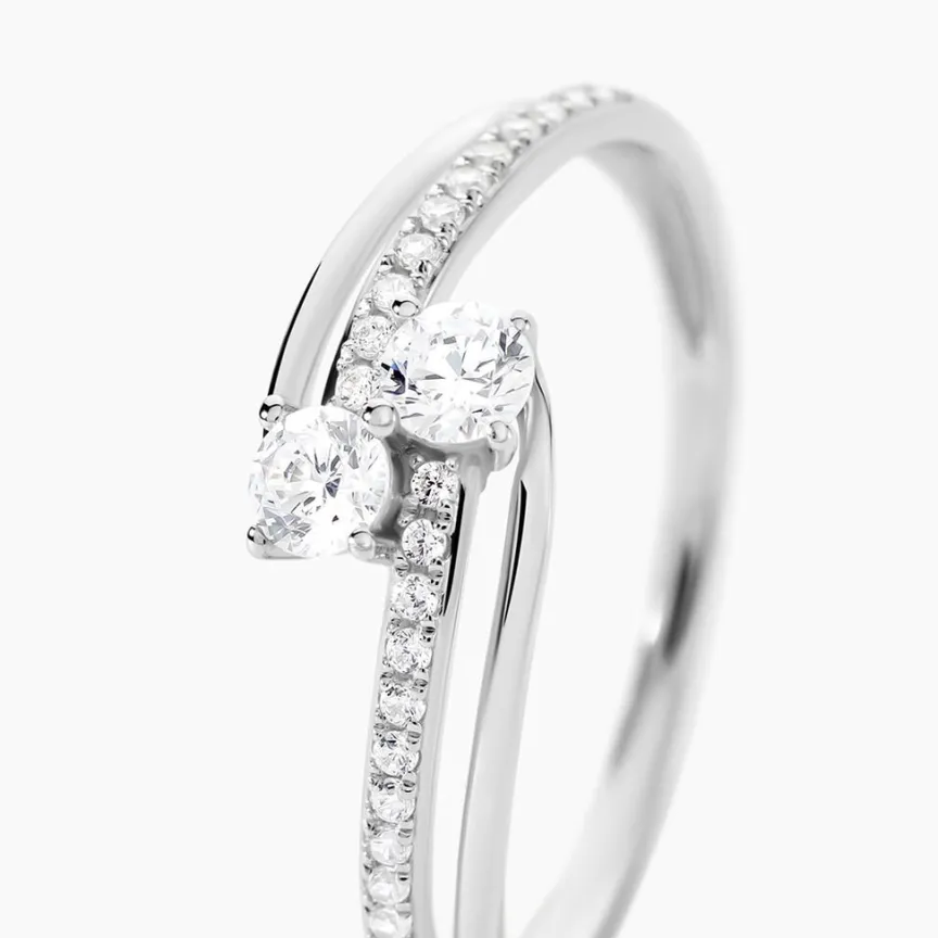 Bague Clarina Or Blanc Oxyde De Zirconium-Histoire d'Or New