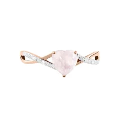 Histoire d'Or Bague Clothilde Or Rose Quartz Et Oxyde