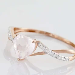 Histoire d'Or Bague Clothilde Or Rose Quartz Et Oxyde