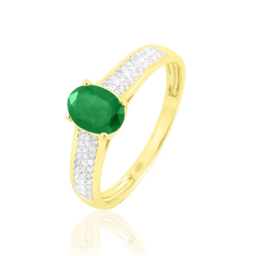 Bague Crista Or Jaune Emeraude Et Diamant-Histoire d'Or New