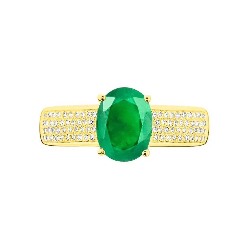 Bague Crista Or Jaune Emeraude Et Diamant-Histoire d'Or New