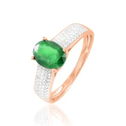 Bague Crista Or Rose Emeraude Et Diamant-Histoire d'Or New