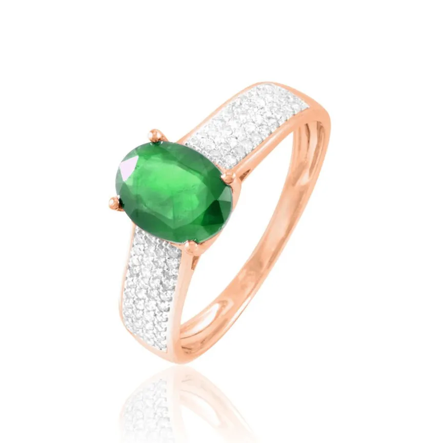 Bague Crista Or Rose Emeraude Et Diamant-Histoire d'Or New