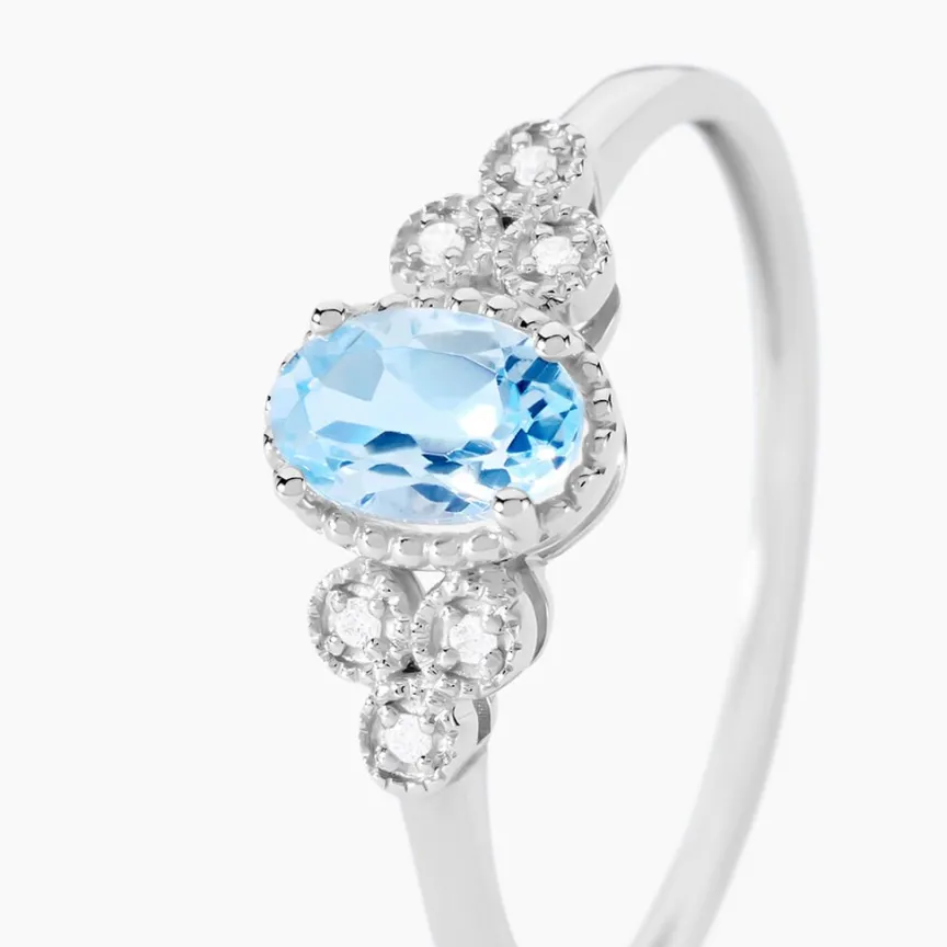 Bague Cyprille Or Blanc Topaze Et Oxyde De Zirconium-Histoire d'Or Outlet