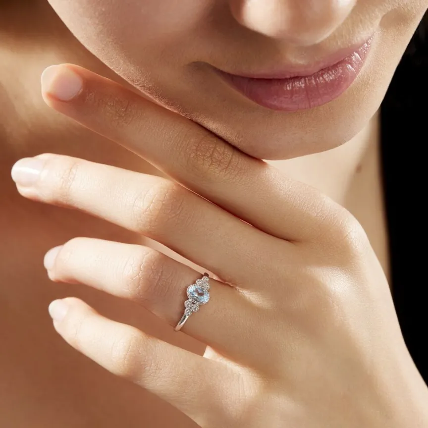 Bague Cyprille Or Blanc Topaze Et Oxyde De Zirconium-Histoire d'Or Outlet