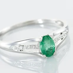 Bague Denise Or Blanc Emeraude Et Diamant-Histoire d'Or Hot