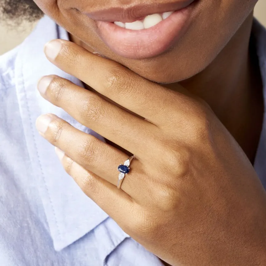 Bague Edgina Or Blanc Saphir Et Diamant-Histoire d'Or Outlet