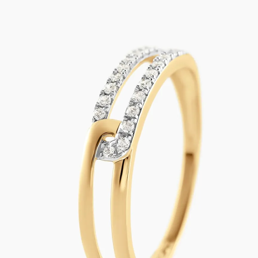 Bague Graphic Lines Or Jaune Oxyde De Zirconium-Histoire d'Or Outlet