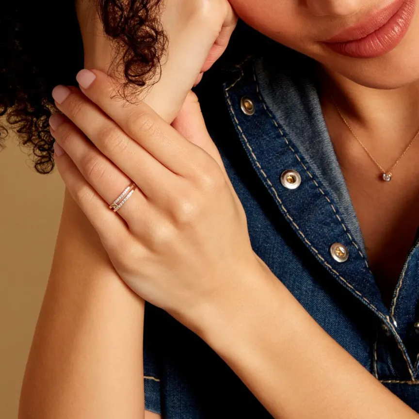 Bague Graphic Lines Or Jaune Oxyde De Zirconium-Histoire d'Or Outlet