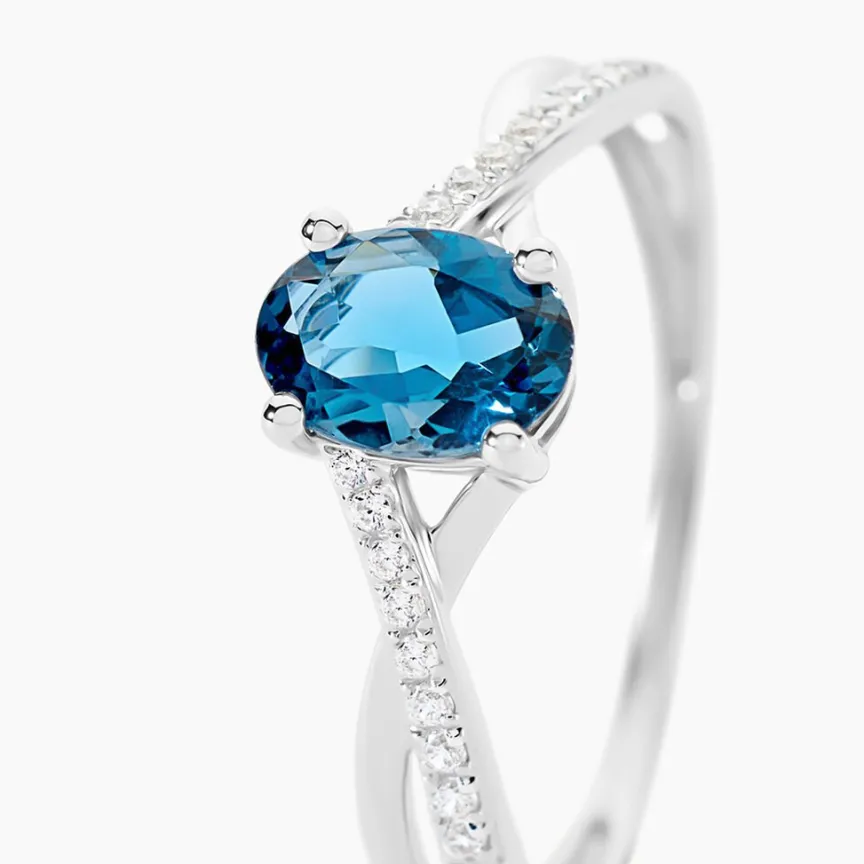 Bague Haissa Or Blanc Topaze Et Oxyde De Zirconium-Histoire d'Or Discount