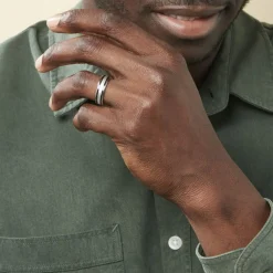 JOURDAN Bague Jonc Maewen Acier Blanc