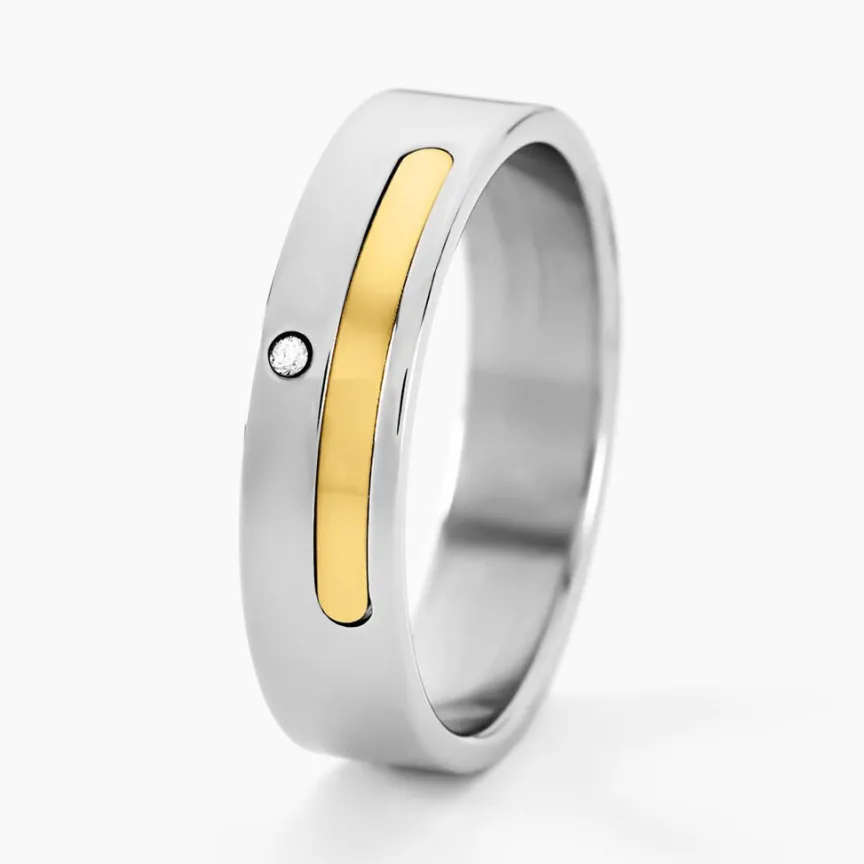 Bague Ahou Acier Blanc Diamant-JOURDAN Outlet