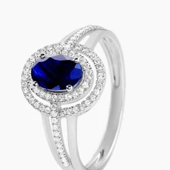 Bague Justine Or Blanc Saphir Et Diamant-Histoire d'Or New