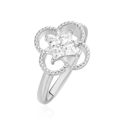 Bague Fleur Argent Blanc Oxyde De Zirconium-LAETIZIA Sale