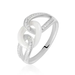 Bague Link Argent Blanc Céramique Et Oxyde De Zirconium-Histoire d'Or Hot
