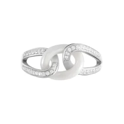 Bague Link Argent Blanc Céramique Et Oxyde De Zirconium-Histoire d'Or Hot
