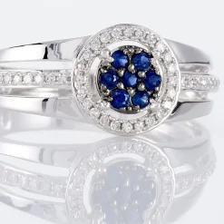 Bague Lise-laure Or Blanc Saphir Et Diamant-Histoire d'Or Online