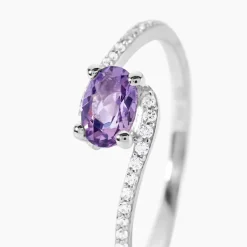 Histoire d'Or Bague Loriane Or Blanc Amethyste Et Oxyde De Zirconium