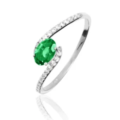 Bague Loriane Or Blanc Emeraude Et Diamant-Histoire d'Or Discount