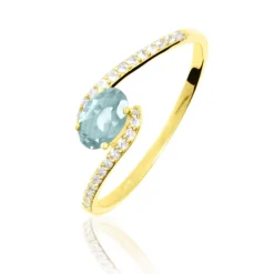Bague Loriane Or Jaune Aigue Marine Et Diamant-Histoire d'Or