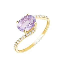 Histoire d'Or Bague Loriane Or Jaune Amethyste Et Oxyde De Zirconium