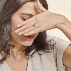 Histoire d'Or Bague Loriane Or Jaune Amethyste Et Oxyde De Zirconium