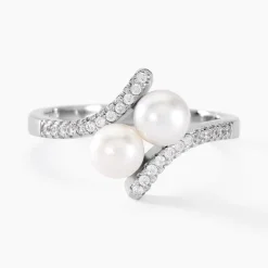 Bague Lua Argent Blanc Perle De Culture Oxyde De Zirconium-Histoire d'Or Clearance