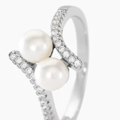 Bague Lua Argent Blanc Perle De Culture Oxyde De Zirconium-Histoire d'Or Clearance