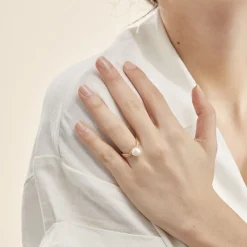 Bague Maria-theresa Or Jaune Perle De Culture Et Oxyde De Zirconium-Histoire d'Or Online