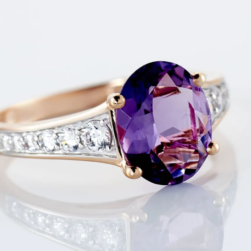 Bague Marie-camille Or Rose Amethyste Et Oxyde De Zirconium-Histoire d'Or Sale