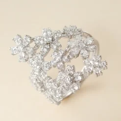 Bague Midnight Flower Argent Blanc Oxyde De Zirconium-Histoire d'Or Discount