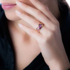 Bague Mosaique Or Rose Amethyste Et Rhodolite Et Saphir-Histoire d'Or Sale