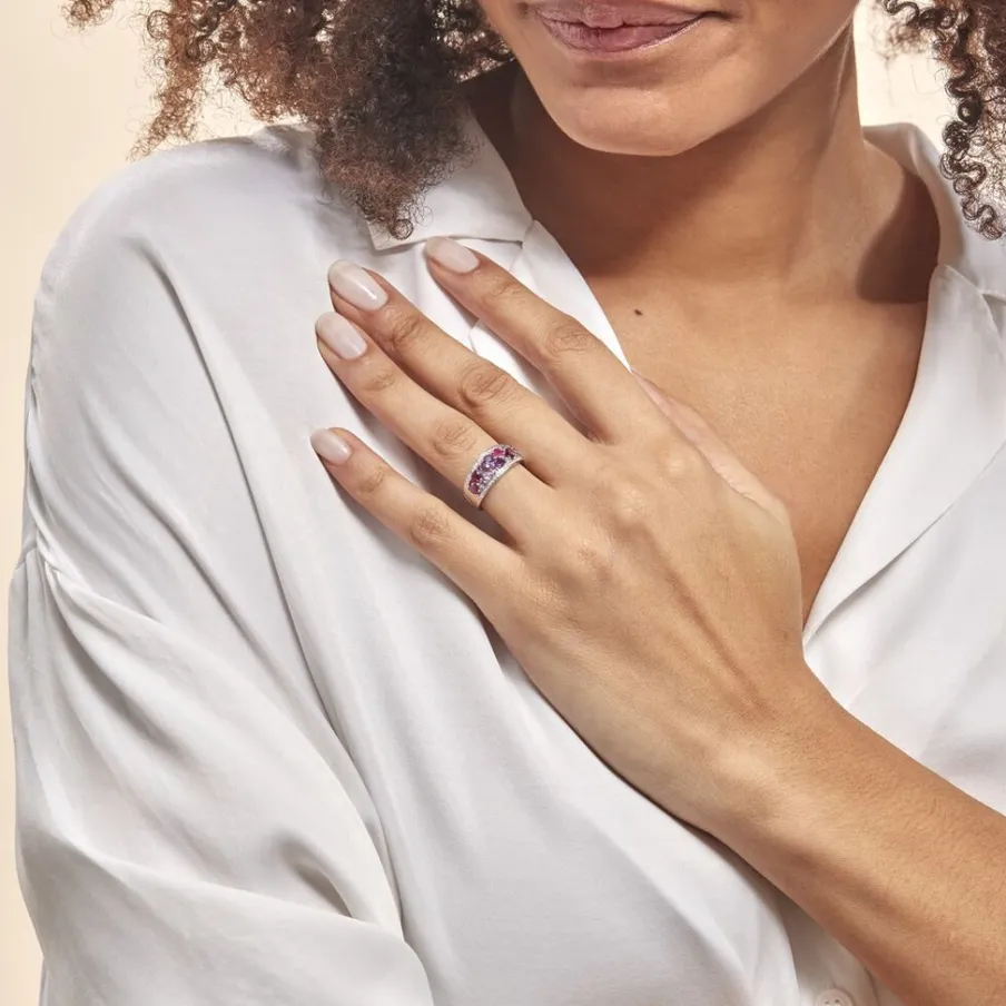 Histoire d'Or Bague Multicolore Or Blanc Amethyste Et Saphir Et Rhodolite